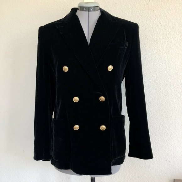 VTG RALPH LAUREN Black Velvet Blazer & Pant Suit - Picture 3 of 12